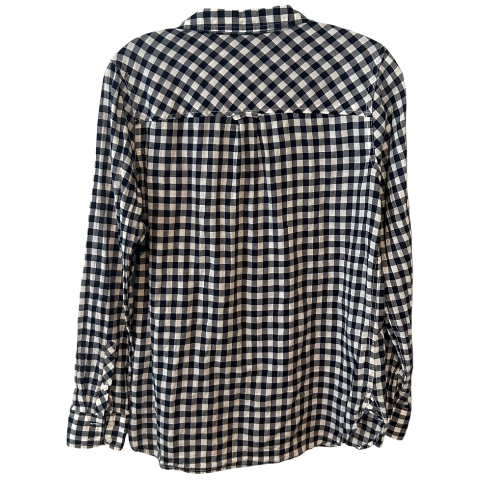 J. Crew Women's Navy and White Gingham Classic Fit Boy Shirt in‎ Size 6 - Picture 2 of 12